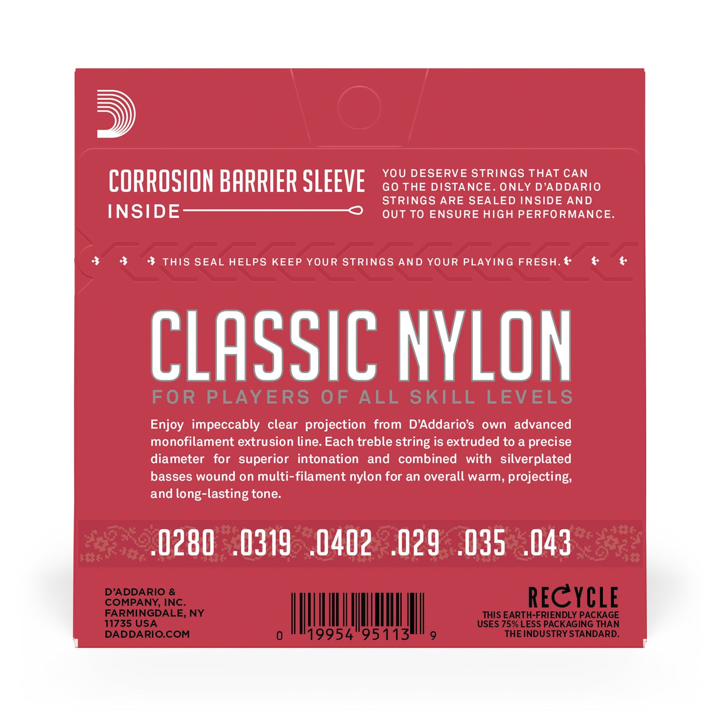 D'Addario Normal Tension, Classic Nylon Student Classical Guitar Strings
