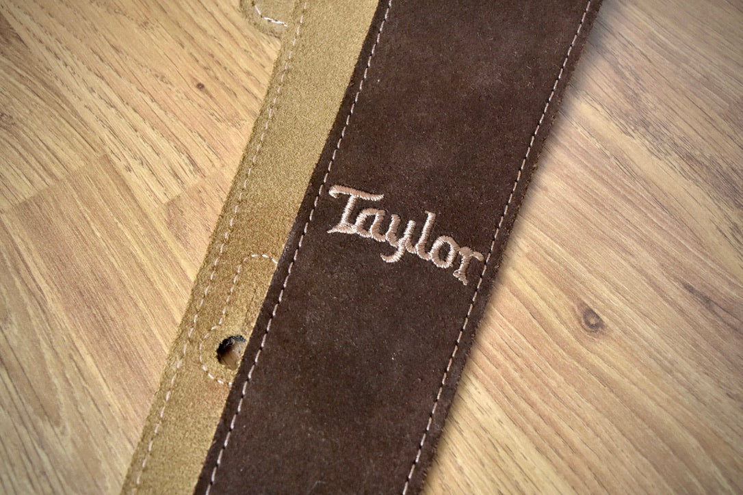 Taylor 2.5" Embroidered Suede Guitar Strap 2023 - Brown