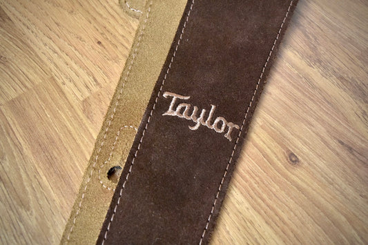 Taylor 2.5" Embroidered Suede Guitar Strap 2023 - Brown