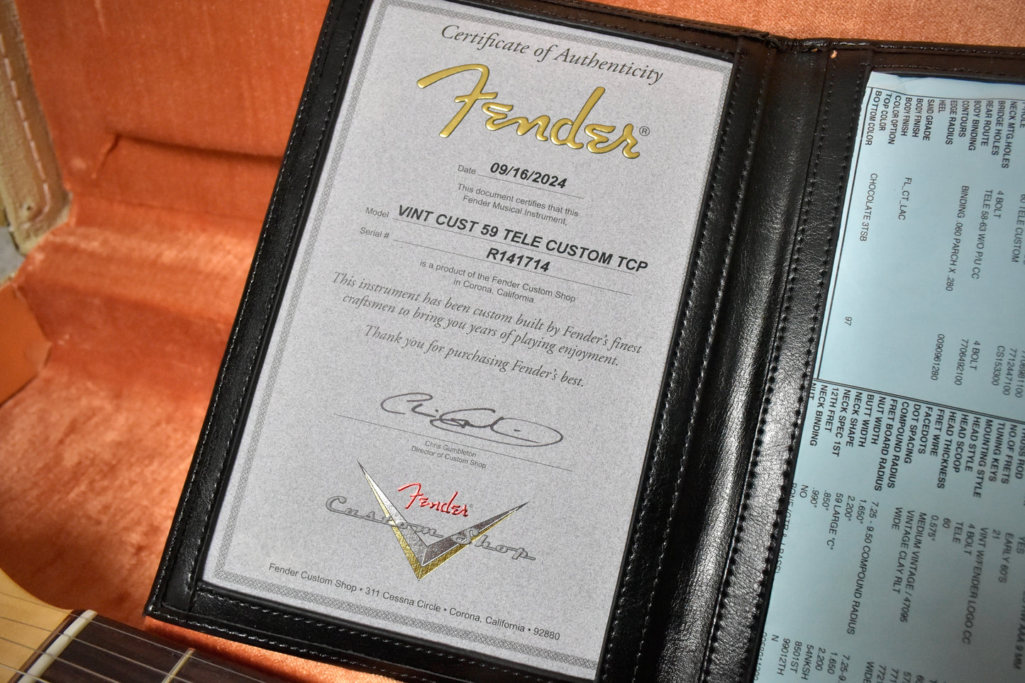 Fender Custom Shop Vintage Custom 1959 Telecaster® Custom - Rosewood 2024 - Chocolate 3-Colour Sunburst