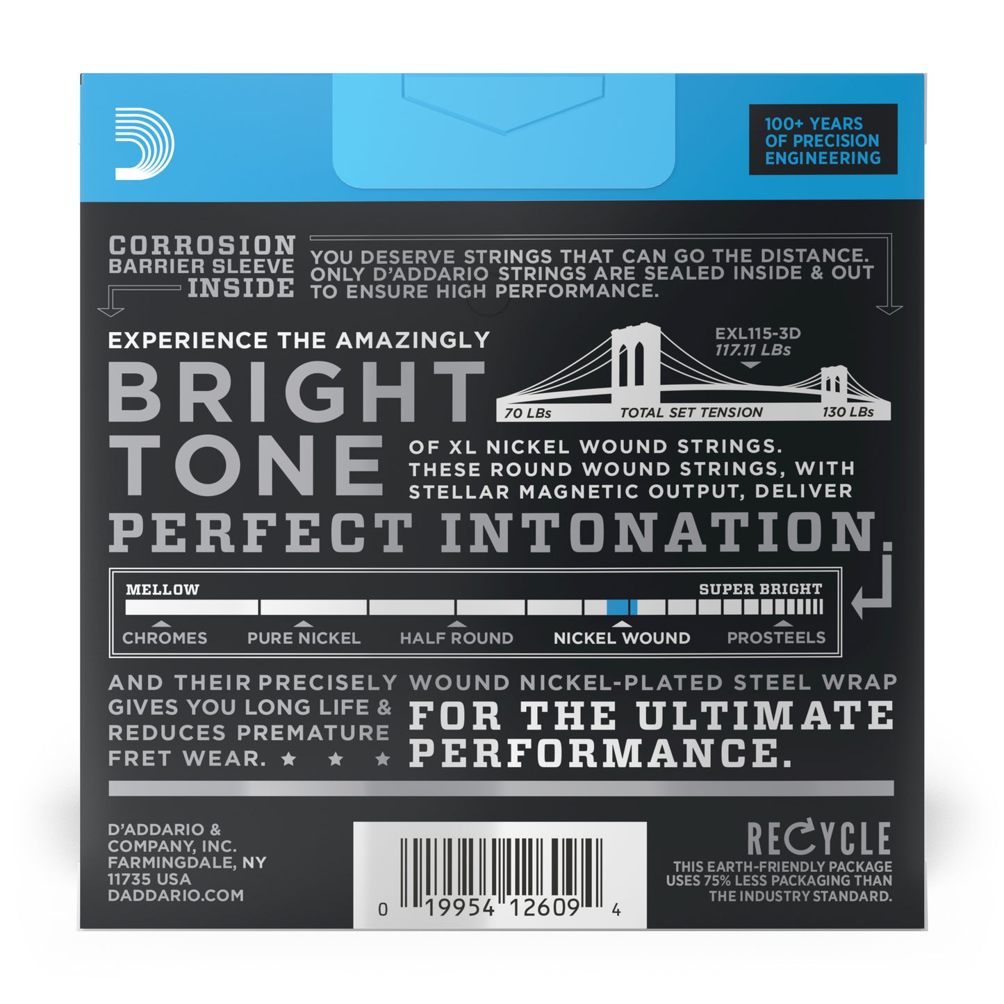 D'Addario 11-49 Medium, XL Nickel Electric Guitar Strings 3-Pack
