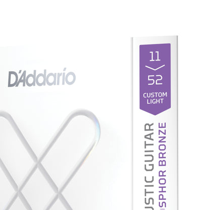 D'Addario 11-52 Custom Light, XS Phosphor Bronze Coated Acoustic Guitar Strings