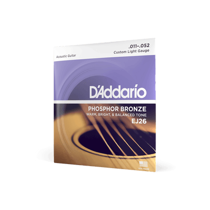 D'Addario 11-52 Custom Light, Phosphor Bronze Acoustic Guitar Strings