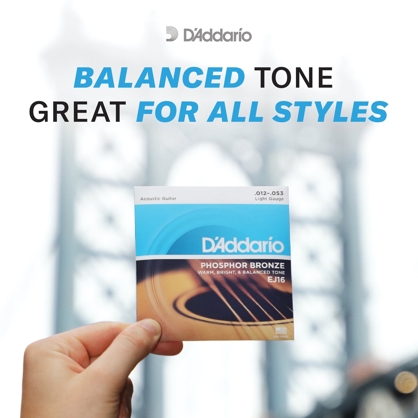 D'Addario 12-53 Light, Phosphor Bronze Acoustic Guitar Strings