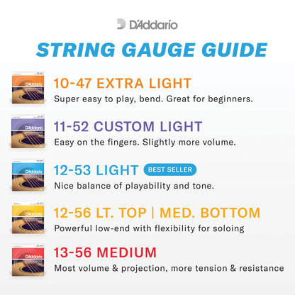 D'Addario 12-53 Light, Phosphor Bronze Acoustic Guitar Strings